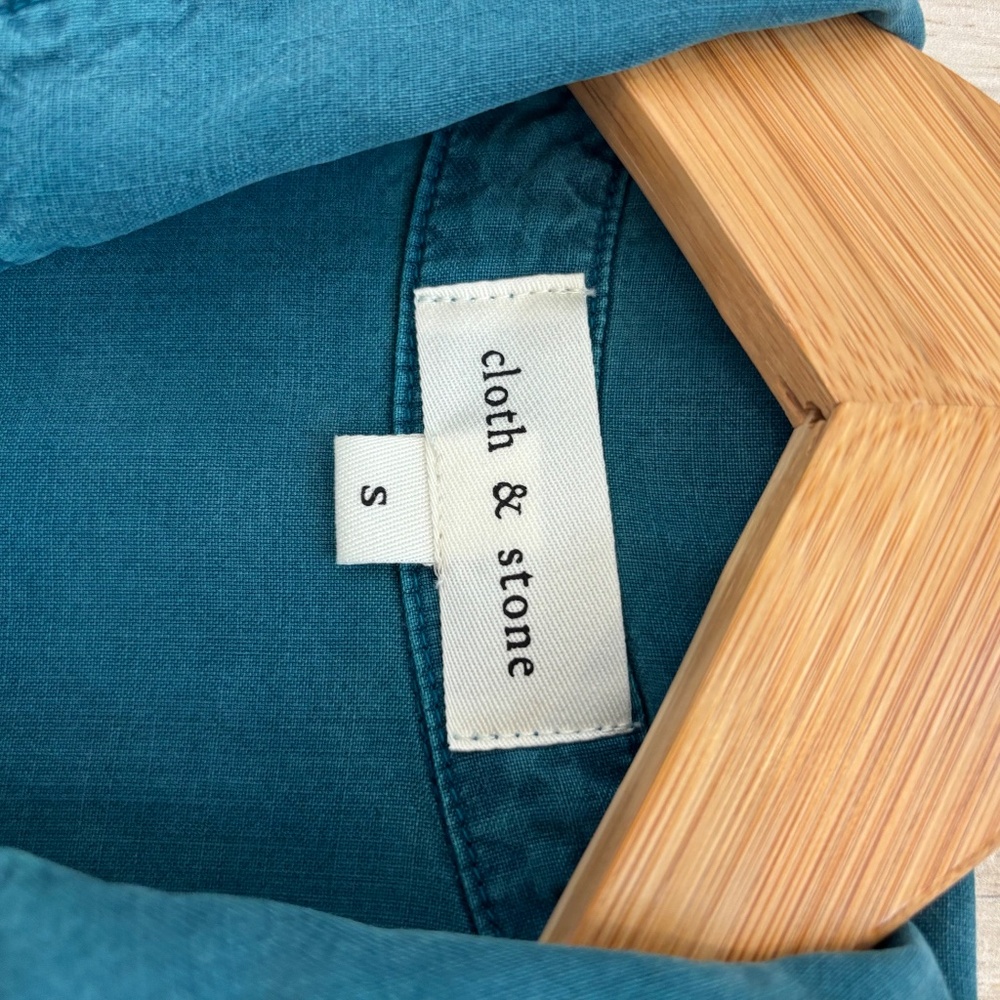 Cloth & Stone button-front maxi shirt dress in a teal blue , Size Small, western - Picture 10 of 11